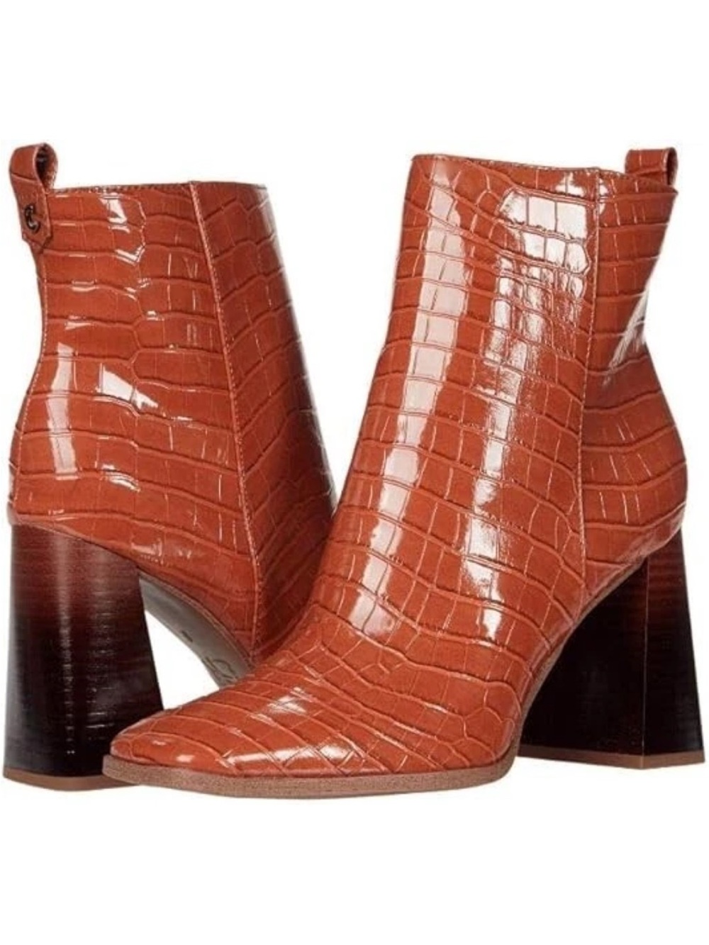 Circus Sam Edelman Pascha Croc Embossed Cognac Ankle Boots 10